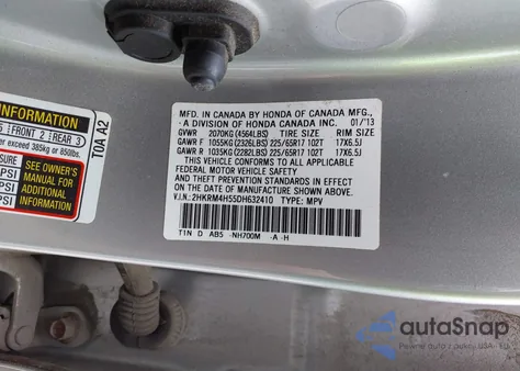 2013 Honda Cr-V Ex from USA, damaged, VIN 2HKRM4H55DH632410